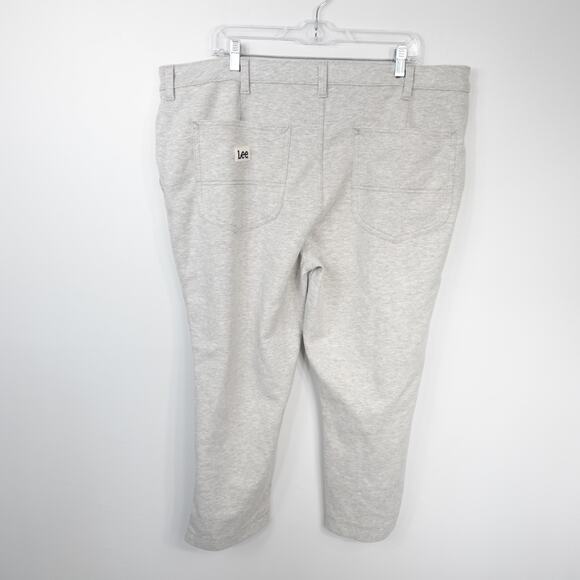 Lee High Rise Straight Leg Cropped Knit Pants Jeggings New Light Grey Women 22M - Picture 2 of 8